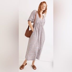 Madewell Women’s Marianna Puff Sleeve Midi Dress in Dream on Daisies Large
